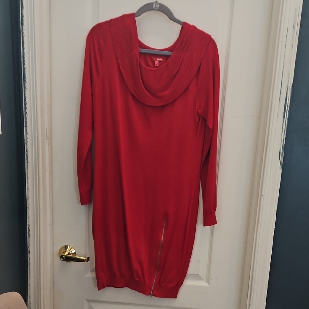 Red Cowl Neck Sweater Dress Size XL